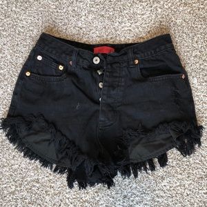High Rise Black Jean Shorts